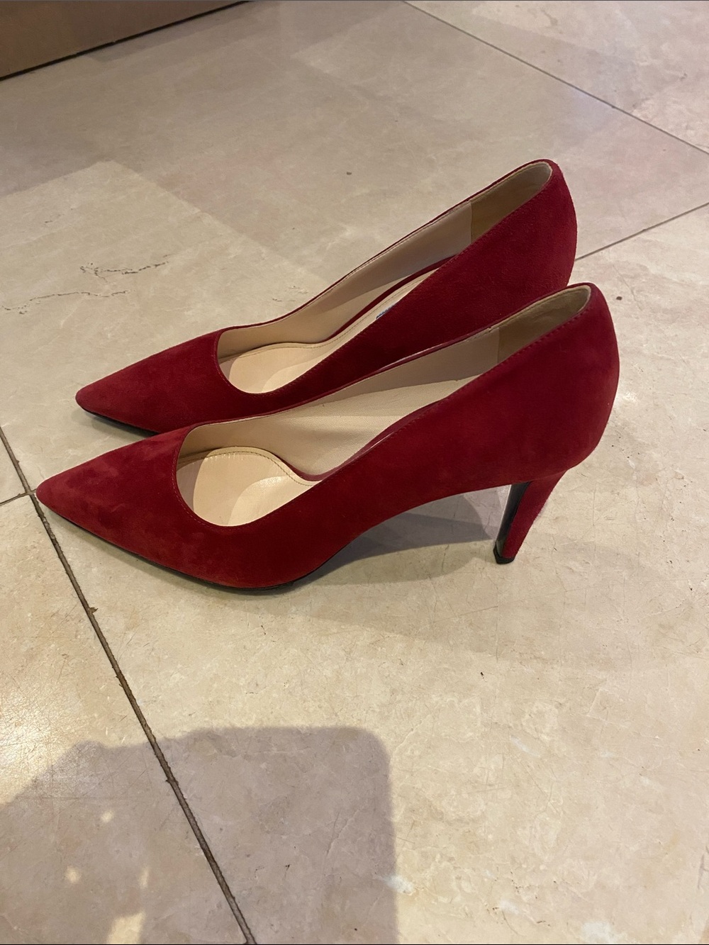 Prada Burgundy Suede Pointed-Toe Pumps - Picture 2 of 8